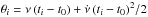 Mathematical equation: \hbox{$\theta_i = \nu\,(t_i-t_0) + \dot{\nu}\, (t_i-t_0)^2/2$}