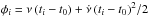 Mathematical equation: \hbox{$\phi_i = \nu\,(t_i-t_0) + \dot{\nu}\, (t_i-t_0)^2/2$}