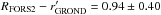 Mathematical equation: \hbox{$R_{\mathrm{FORS2}} - r'_{\mathrm{GROND}} = 0.94\pm0.40$}