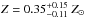 Mathematical equation: \hbox{$Z=0.35^{+0.15}_{-0.11}~Z_{\odot}$}