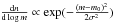 \hbox{$\frac{{\rm d}n}{{\rm d}\log m}\propto \exp(-\frac{(m-m_0)^2}{2\sigma^2})$}