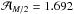 \hbox{$\mathcal{A}_{M/2}=1.692$}