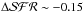 \hbox{$\Delta \mathcal{SFR} \sim -0.15$}