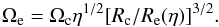 \begin{equation} \Omega_{\rm e} = \Omega_{\rm c}\eta^{1/2}[R_{\rm c}/R_{\rm e}(\eta)]^{3/2}. \label{eq_27bis} \end{equation}