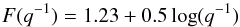\begin{equation} F(q^{-1})=1.23+0.5\log(q^{-1}) \end{equation}