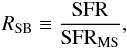 \begin{equation} \rsb \equiv \frac{\textrm{SFR}}{\sfrms}, \end{equation}