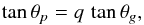 \begin{equation} \tan \theta_p=q\,\tan\theta_g, \label{unno1} \end{equation}