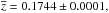 \hbox{$\overline{z}=0.1744 \pm 0.0001,$}