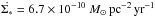 \hbox{$\dot{\Sigma_*}=6.7 \times 10^{-10}~{M}_{\odot}\,{\rm pc}^{-2}\,{\rm yr}^{-1}$}