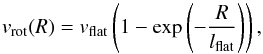 \begin{equation} v_{\rm rot}(R)=v_{\rm flat}\left(1-\exp\left(-\frac{R}{l_{\rm flat}}\right)\right), \end{equation}