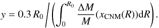 \begin{equation} y=0.3\, R_0\left/\hspace*{-0.7cm}\phantom{\int_0^{R_0}}\right.\left(\int_0^{R_0} \frac{\Delta M}{M}(x_{\rm CNM}(R)) {\rm d}R\right). \end{equation}