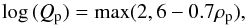 \begin{equation} \log{(Q_{\rm p})} = {\rm max}(2,6-0.7 \rho_{\rm p}) \label{eq19} , \end{equation}