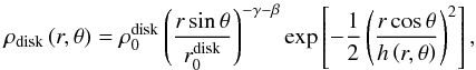 \appendix \setcounter{section}{2} \begin{eqnarray*} h\left(r,\theta\right) = h_0 \left(\frac{r \sin \theta}{r_0^\mathrm{disk}}\right)^\beta\cdot \nonumber \end{eqnarray*}