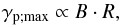 \begin{equation} \gamma_{{\rm p}; \max} \propto B \cdot R, \label{equ:gpmax} \end{equation}