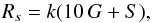 \begin{equation} R_s=k(10\,G+S), \label{Eq:WSN} \end{equation}