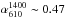 \hbox{$\alpha^{1400}_{610}\sim0.47$}