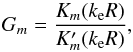 \begin{equation} G_m=\frac{K_m(k_{\rm e}R)}{K_m'(k_{\rm e}R)},\label{eq:28} \end{equation}