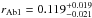 Mathematical equation: \hbox{$r_{\rm Ab1}=0.119_{-0.021}^{+0.019}$}