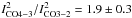 \hbox{$I_{\rm CO 4-3}^2/I_{\rm CO3-2}^2 = 1.9 \pm 0.3$}