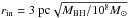 \hbox{$r_{\rm in}=3 ~{\rm pc} \sqrt{M_{\rm BH}/10^{8}M_{\odot}}$}