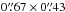 Mathematical equation: \hbox{$0\farcs67 \times 0\farcs43$}