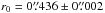 Mathematical equation: \hbox{$r_0=0\farcs436\pm0\farcs002$}