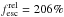 \hbox{$f^{\rm rel}_{\rm esc}=206\%$}