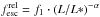 \hbox{$f^{\rm rel}_{\rm esc}=f_1\cdot (L/L*)^{-\alpha}$}