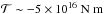 Mathematical equation: \hbox{$ \mathcal{T} \sim - 5 \times 10^{16}~{\rm N~m} $}