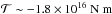 Mathematical equation: \hbox{$ \mathcal{T} \sim - 1.8 \times 10^{16}~{\rm N~m} $}