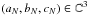 Mathematical equation: \hbox{$ \left( a_N , b_N , c_N \right) \in \mathbb{C}^3 $}