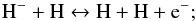 Mathematical equation: \appendix \setcounter{section}{3} \begin{equation} \label{eq:hmi_reaction} \mr{H}^{-} + \mr{H} \leftrightarrow \mr{H} + \mr{H} + \mr{e}^{-}; \end{equation}