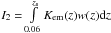 Mathematical equation: \hbox{$I_{2}= \int\limits_{0.06}^{z_{\rm s}}{K_{\rm em}(z)w(z){\rm d}z}$}
