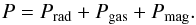 Mathematical equation: \begin{equation} P = P_{\rm rad}+P_{\rm gas}+P_{\rm mag}. \label{eq:pmag} \end{equation}