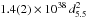 Mathematical equation: \hbox{$1.4(2)\times10^{38}\,d_{5.5}^2$}