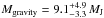Mathematical equation: \hbox{${M_\mathrm{gravity} = 9.1^{+4.9}_{-3.3} \, {M}_\mathrm{J}}$}