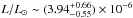 Mathematical equation: \hbox{${L/{L}_\odot \sim (3.94^{+0.66}_{-0.55}) \times 10^{-6}}$}