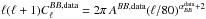Mathematical equation: \hbox{$\ell(\ell+1)C_\ell^{BB,{\rm data}}=2\pi\,A^{BB,{\rm data}}(\ell/80)^{\alpha_{BB}^{\rm data}+2}$}