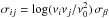 Mathematical equation: \hbox{$\sigma_{ij}=\log(\nu_i\nu_j/\nu_0^2) \, \sigma_\beta$}