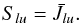 Mathematical equation: \begin{equation} S_{lu} = \bar{J}_{lu}. \label{J} \end{equation}