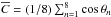 Mathematical equation: \hbox{$\overline{C}=\left(1/8\right)\sum_{n=1}^{8}\cos\theta_{n}$}