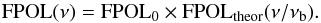 Mathematical equation: \begin{equation} \mathrm{FPOL(\nu)=FPOL_{0} \times FPOL_{theor}(\nu/\nu_b)}. \end{equation}