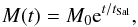 Mathematical equation: \begin{equation} M(t)=M_0 {\rm e}^{t/t_{\rm Sal}}, \end{equation}