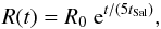 Mathematical equation: \begin{equation} R(t) = R_0 \; {\rm e}^{t/(5t_{\rm Sal})} , \label{exp} \end{equation}