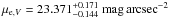 Mathematical equation: \hbox{$\mu_{{\rm e},V} = 23.371^{+0.171}_{-0.144}\;\mathrm{mag}\,\mathrm{arcsec}^{-2}$}