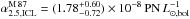 Mathematical equation: \hbox{$\alpha_{2.5,\mathrm{ICL}}^{\mathrm{M\,87}} = (1.78^{+0.60}_{-0.72}) \times 10^{-8}\,\mathrm{PN}\,L^{-1}_{\odot,\mathrm{bol}}$}