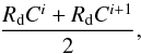 Mathematical equation: \begin{equation} \frac{R_{\rm d} C^{i}+R_{\rm d} C^{i+1}}{2}, \end{equation}