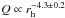 Mathematical equation: \hbox{$Q \propto r_{ \rm h}^{-4.3 \pm 0.2}$}