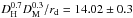 Mathematical equation: \hbox{$\DHub^{0.7}\DM^{0.3}/r_{\rm d}=14.02\pm0.3$}