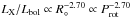 Mathematical equation: \hbox{$L_{\rm X}/L_{\rm bol} \propto R_{\circ}^{-2.70} \propto P_{\rm rot}^{-2.70}$}